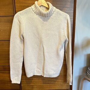 Vintage Cream Turtleneck Cotton Sweater